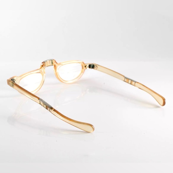 SALE Vntg 1960s Unisex Amber Frame Folding Librarian /Professor /Reading Glasses - Picture 5 of 10